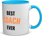 Akyol - best coach ever koffiemok - theemok - blauw - Coach - de beste coach - sport - verjaardagscadeau - verjaardag - cadeau - cadeautje voor coach - coach artikelen - kado - geschenk - gift - 350 ML inhoud