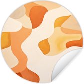 WallCircle - Muurstickers - Behangcirkel - Oranje - Abstract - Kunst - 100x100 cm - Muurcirkel - Zelfklevend - Ronde Behangsticker XXL