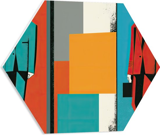 PVC Schuimplaat Hexagon - Kleuren - Vakken - Mensen - Muur - 50x43.5 cm Foto op Hexagon (Met Ophangsysteem)