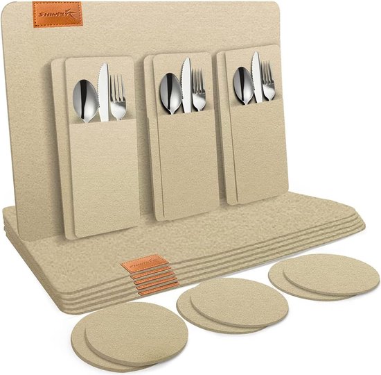 Vilten placemats set van 18, wasbare set van 6, placemats placemats, 6 vilten... bol
