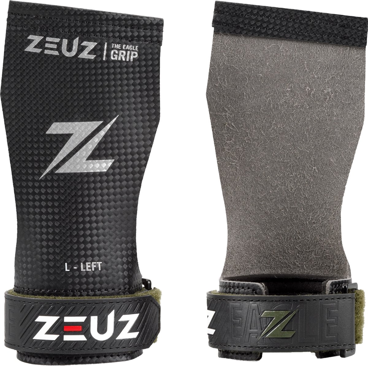 ZEUZ Fingerless Grips voor Fitness, CrossFit, Turnen & Gymnastics – Sport Handschoenen – Zwart – Eagle Carbon - Maat L - ZEUZ