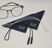 2 antislip brillenkoorden + 2 brillendoekjes / ZWART EN TRANSPARANT / siliconen koord / Brillenband / Brillenkoord Sport / Elastisch / Bandje / unisex / dames heren lanière en silicone pour lunettes / Aland optiek