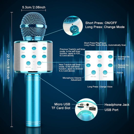 Microphone Karaoké Sans Fil Bluetooth Pour Enfant - Cadeau Anniversaire Neuf Avec Emballage