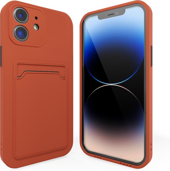 Oranje iPhone hoesje met kaarthouder, om een telefoon.