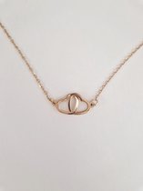 Ketting hearts - 18k goud - rosé goud - hartjes ketting - cadeau voor haar - ketting met verbonden hartjes hanger -