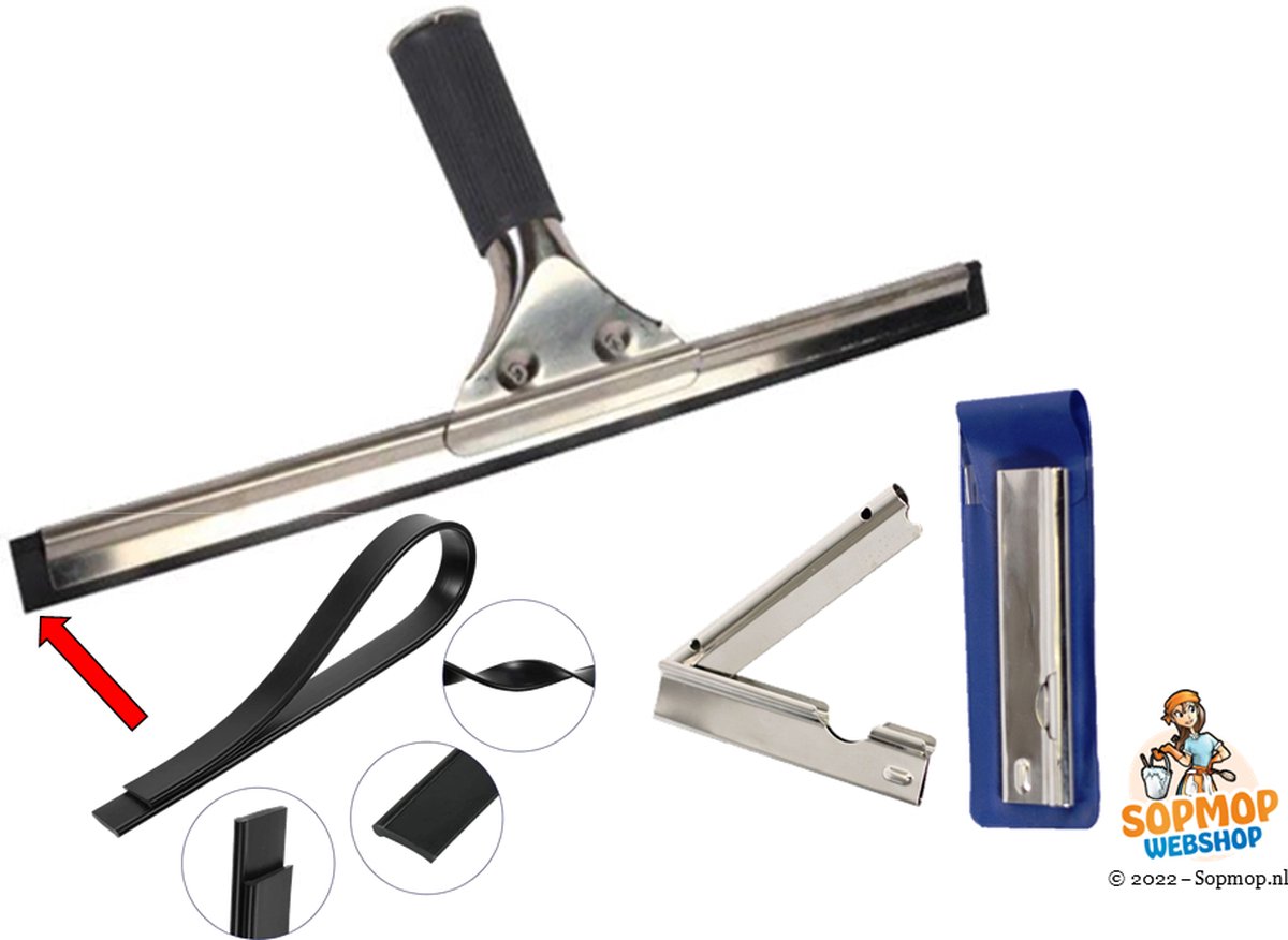 Goedkoopste Raamwisser - Raamtrekker 45cm Met 2 Extra Verwisselbare Rubbers Van Zacht Natuurrubber Voor Een Streeploos Resultaat - RVS Glasschraper