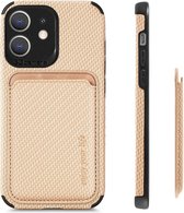 Coverzs telefoonhoesje geschikt voor Apple iPhone 12 / 12 Pro Magneet gevlochten hoesje met pasjeshouder - khaki