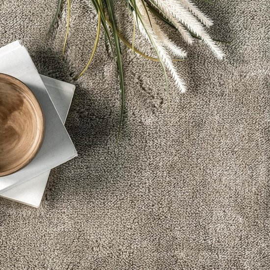Tapis uni Solid à poils longs et lavable Flycarpets - Beige - 160x230 cm