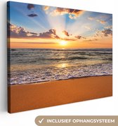 OneMillionCanvasses - Canvas - Zonsondergang - Strand - Zee - Wolken - Schilderijen op canvas - Foto op canvas - 80x60 cm - Wanddecoratie - Slaapkamer
