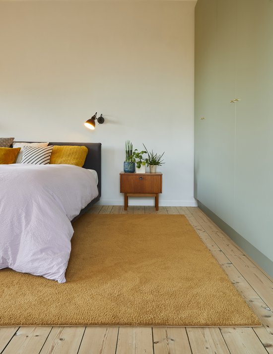 Tapis Carpet Studio Utah 160x230cm - Tapis à poils longs pour salon - Tapis pour chambre à coucher - Tapis ocre jaune