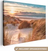 Canvas - Strand - Zee - Duin - Schilderijen woonkamer - Foto op canvas - Canvas zonsondergang - 80x60 cm