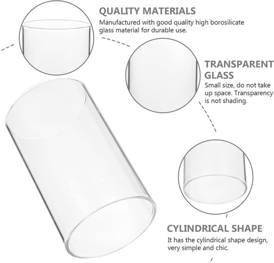 Cylindre En Verre Borosilicate Transparent Sans Fond - 250mm X 50mm, Paroi 2.2mm