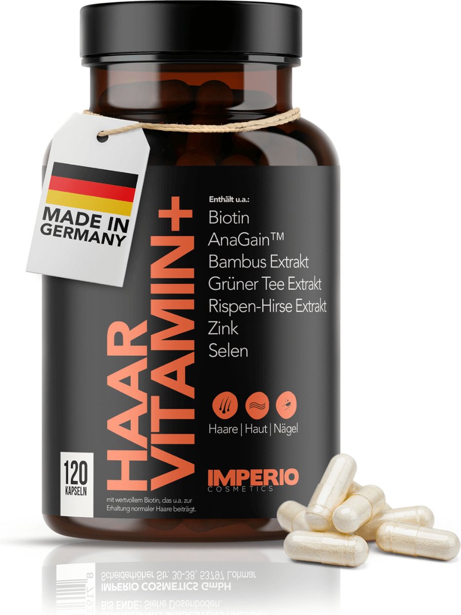 Goedkoopste IMPERIO Haar Vitamine 2 Maanden - AnaGain™, Biotine, Selenium, Groene Thee, Zink - Huid Haar Nagels Vitamines - Wetenschappelijk Bewezen