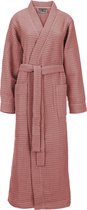 LINNICK Sauna Badjas Wafel Katoen Kuitlengte - Rose - Maat L - Wafel Badjas - Zomerbadjas - 100% Katoen - Badjas Dames - Badjas Heren