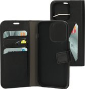 Mobiparts hoesje geschikt voor Apple iPhone 15 Pro - Wallet/Boekhoesje - Eco Leer - Magneet Sluiting - Opberg vakken - Zwart