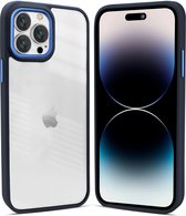 Coverzs telefoonhoesje geschikt voor Apple iPhone 13 Pro Max solid bumper hoesje - optimale bescherming - mat - transparant / blauw