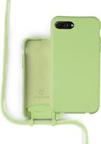 Coverzs Silicone case met koord - Telefoonhoesje met koord - Backcover hoesje met koord - touwtje - geschikt voor Apple iPhone 7/8 Plus - lichtgroen