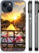 Telefoonhoesje Geschikt voor iPhone 15 Plus Hoesje maken met Zwarte rand Amsterdamse Grachten