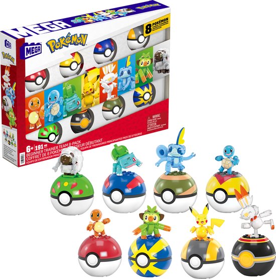 Mega Pokémon Building Toys Set Trainer 8 Pack with 189 Pieces
