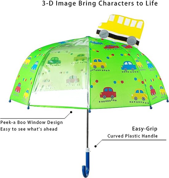 Parapluie pour enfants pour la pluie, pour garçons et filles, petit parapluie coloré imprimé en 3D avec fleurs d'oiseaux, avec prise en main facile, manuel, résistant à la pluie, léger et durable