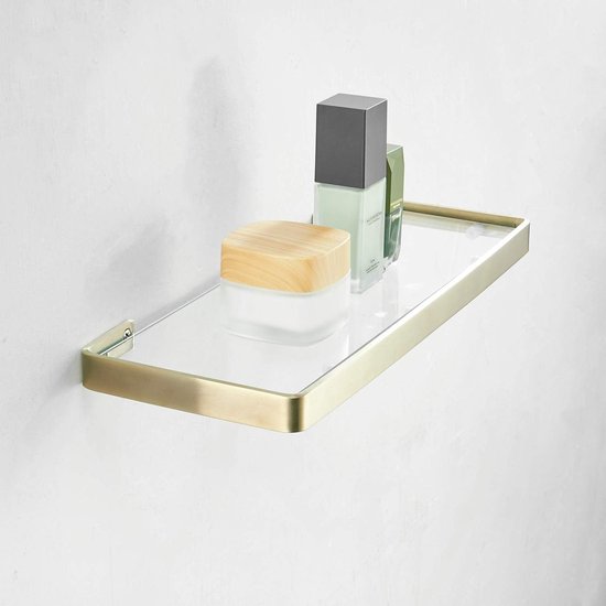 Euro Tische Glazen Wandplank met Wit Glas, Glazen Plank voor Badkamers, Heldere Doucheplank met 6mm ESG Veiligheidsglas en Metalen Beugels, Verschillende Maten (90 cm