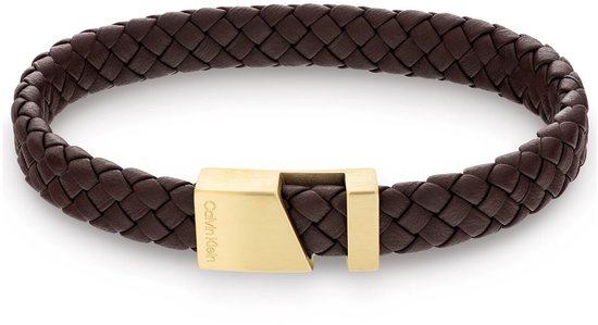 Calvin Klein CJ35000501 Heren Armband - Leren armband - Sieraad - Leer - Bruin - 10 mm breed - 19.5 cm lang