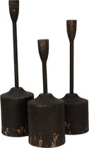 Clayre & Eef Kandelaar Set van 3 35/30/25 cm Zwart Ijzer