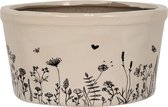 Clayre & Eef Pot de fleurs Ø 20x11 cm Beige Noir Céramique Pot de fleurs d'intérieur