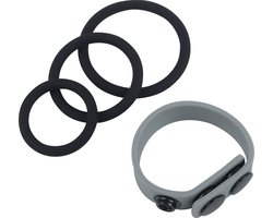 Banoch | Classic trio Cockring + verstelbare grijze penisring | Siliconen
