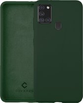 Coverzs Luxe Liquid Silicone Case geschikt voor Samsung Galaxy A21s - Donkergroen - Groen - Dark Green - Siliconen hoesjes geschikt voor Samsung Galaxy A21s hoesje - Silicone case beschermhoes - Backcover hoes