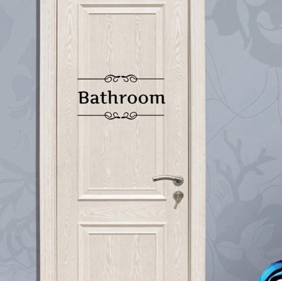 CHPN - Muursticker - Badkamer sticker - Bathroom - Deursticker - Badkamer -27/10CM - Transparant met zwarte letters - Cafe sticker - Hotel sticker