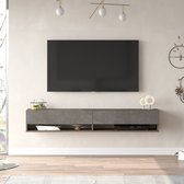 Tv-meubel Laitila 2 opbergvakken 180x31,5x29,5cm eiken en betonkleurig