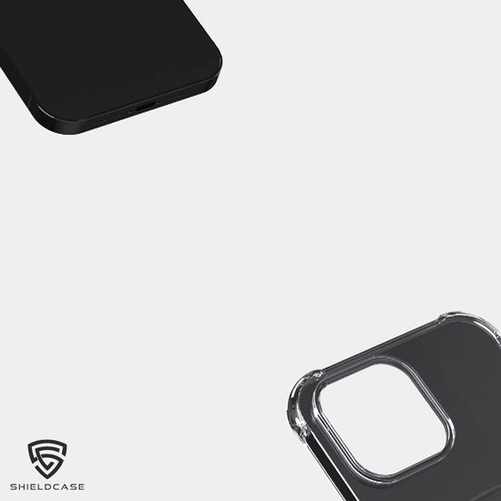 ShieldCase telefoonhoesje geschikt voor Apple iPhone 15 shock case met pasjeshouder - ruimte voor pasjes - strak design - transparant
