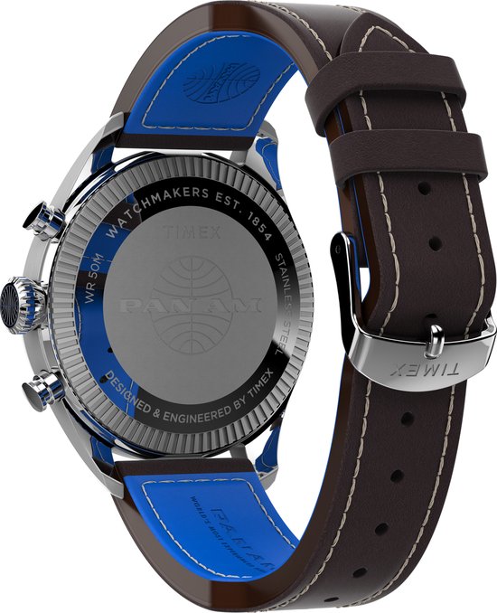 Timex Pan-Am Chrono TWG030000 Horloge - Leer - Bruin - Ø 42 mm