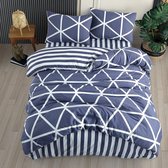 Stripe Beddengoed, 135 x 200 cm, blauw, ademend, renforcé beddengoedset met 1 dekbedovertrek van 135 x 200 cm en 1 kussensloop van 80 x 80 cm, beddengoed, blauw