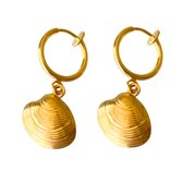 Klem oorbellen -goudkleurig -schelp- geen gaatje- Charme Bijoux