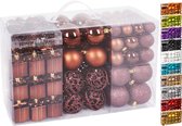 BRUBAKER Kerstballen - Set met Dennenappels, Kerstklokken, Geschenken, Kerstboompiek - Kerstboomversiering - 101 delen - Bruin