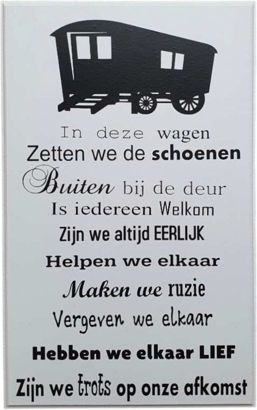 Foto: Tekstbord spreukenbord in deze wagen woonwagen lief