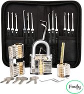 Foofy® - Lockpick Set met 3 sloten - 20 delig - Incl 3 sloten & Handleiding - Lockpicking tools voor beginners en professionals