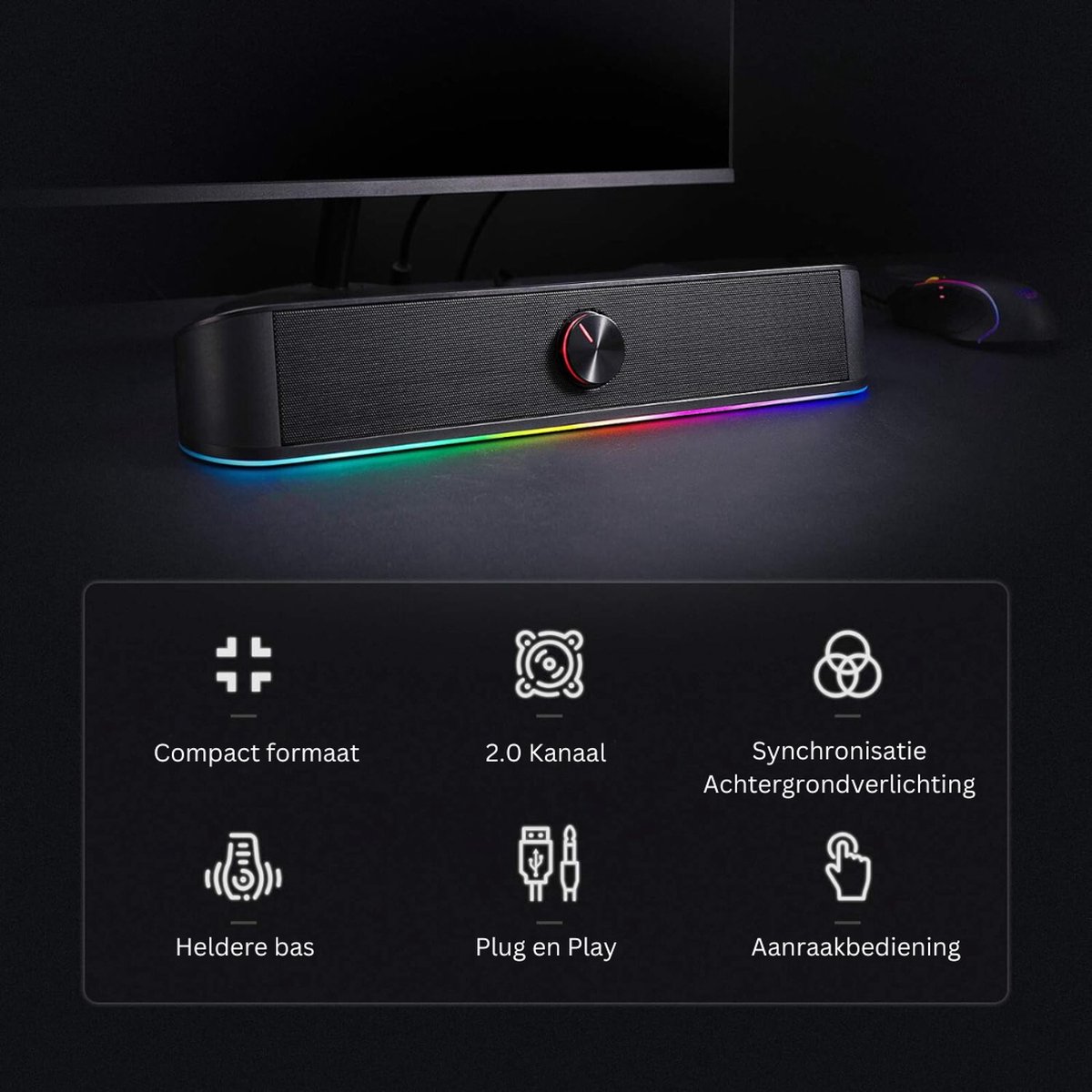 Soundbar Dynamische Lichtbalk met Volumeregeling - afbeelding 3