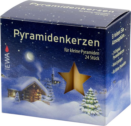 Piramide kaarsen - honing 24 stuks - piramide Ø 14 mm en 7 cm hoog - PER 2 VERPAKKINGEN