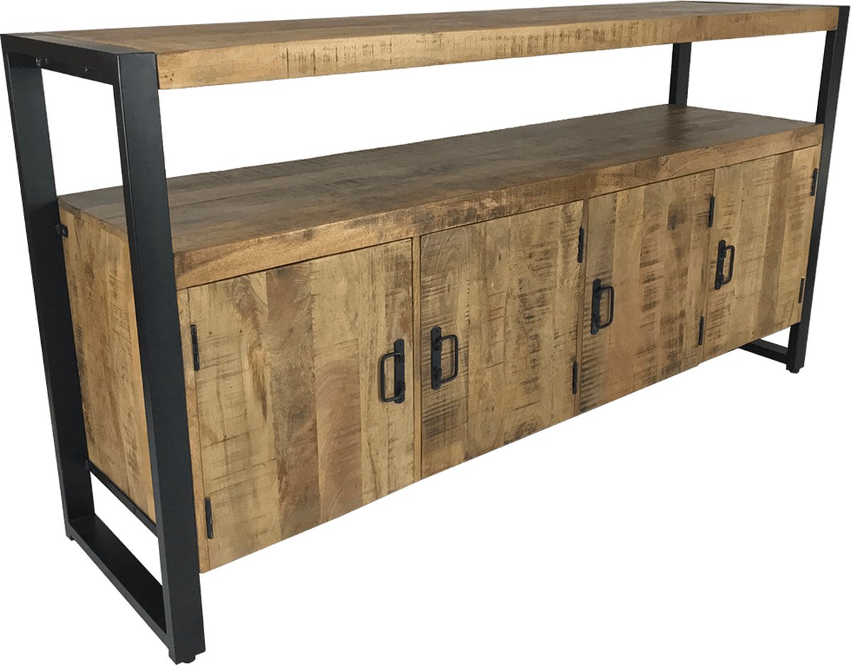Dressoir industrieel mangohout 4 deuren serie Britt