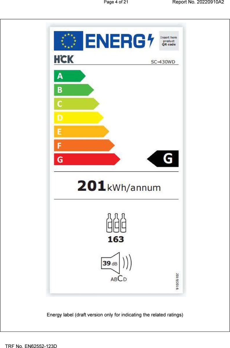 HCK Wijnkoelkast SC-430WD - 2 zones - 163 Flessen - 14 lades - afbeelding 2
