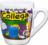 Mug - Mug dessin animé - Pour le meilleur collègue - Mélange de caramel - Dans un emballage cadeau avec ruban à friser coloré