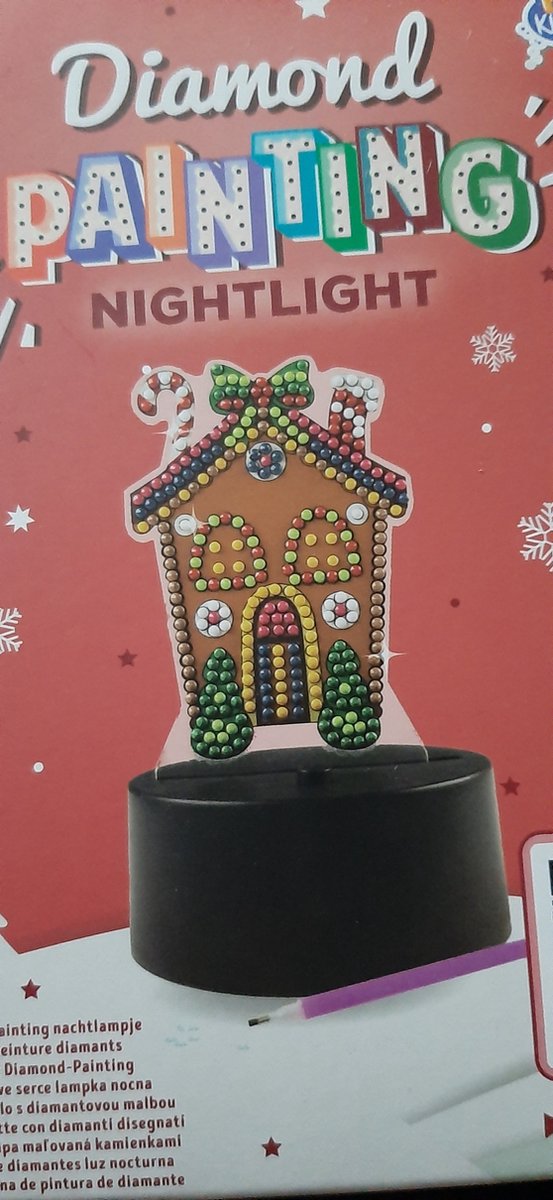 Diamond painting - kerst lampje/nightlight / koekhuisje / kerst / 19x9 cm