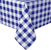 Geruit vierkant tafelkleed van polyester, vuilafstotend, waterafstotend en kreukvrij, wasbaar tafelkleed voor eetkamer, feest, tuin, 140 x 200 cm, blauw en wit