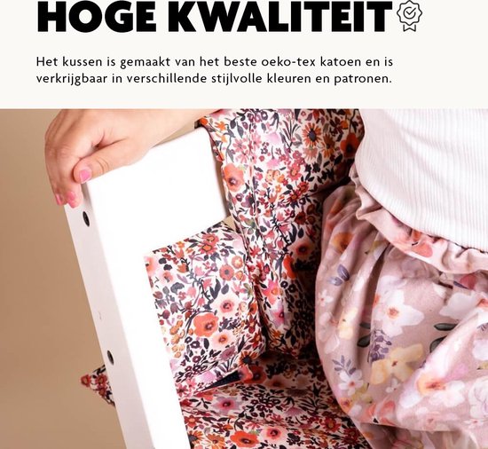 Stoelverkleiner TrippTrapp Kussen - Geschikt voor Stokke Tripp Trapp Kussenset - Kinderstoel Verkleiner - Perfecte Pasvorm - Geplastificeerd en Snel Schoon - Roze - Bloemen Print — afbeelding 4