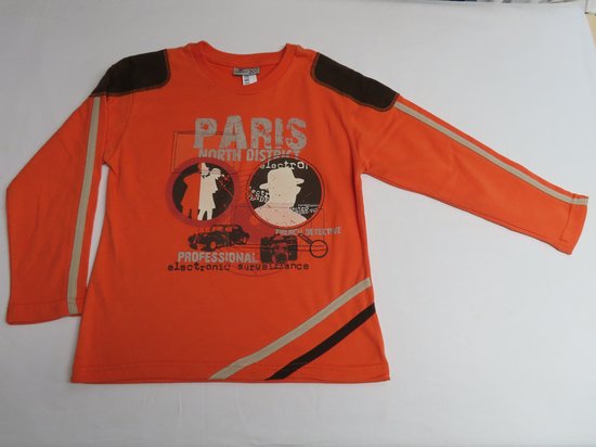 T shirt met lange mouwen - Jongens - Oranje - Paris - 6 jaar 116