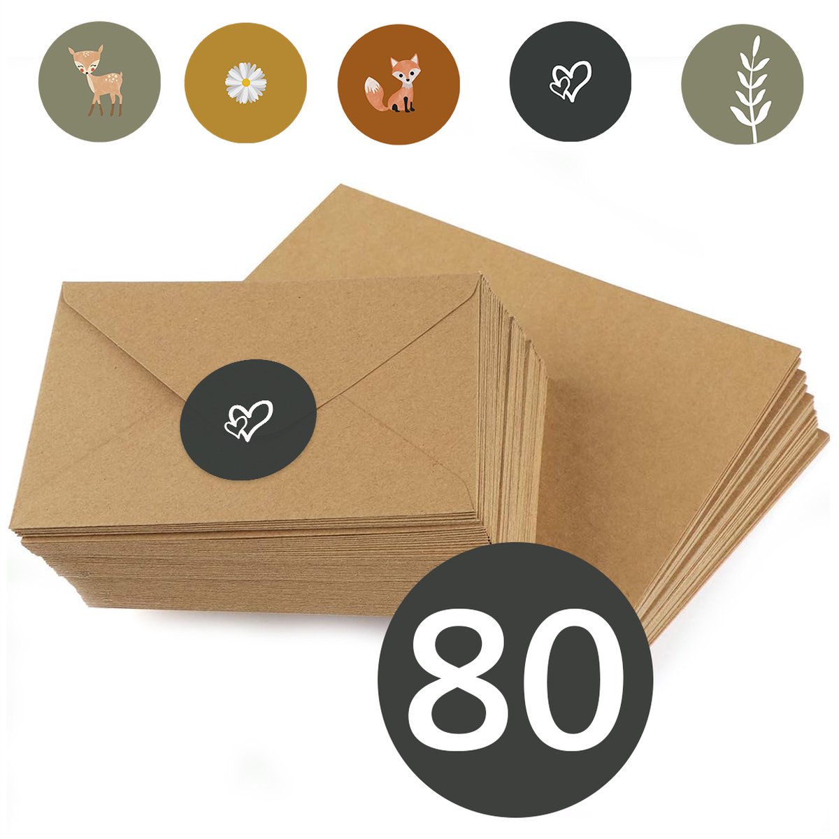 80x Enveloppes Kraft C6 - 11,4 x 16,2 cm - Ensemble économique 80 pièces -  Y compris