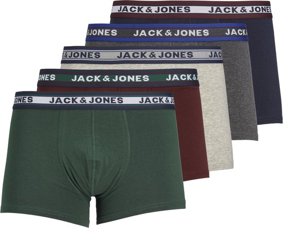 JACK & JONES Hommes Lot de 5 Boxers - Gris Foncé Mélange - Taille XL